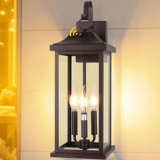 1-Pack 23” Dusk to Dawn Outdoor Light Fixture Oil Rubbed Bronze 3-Light Roravilia