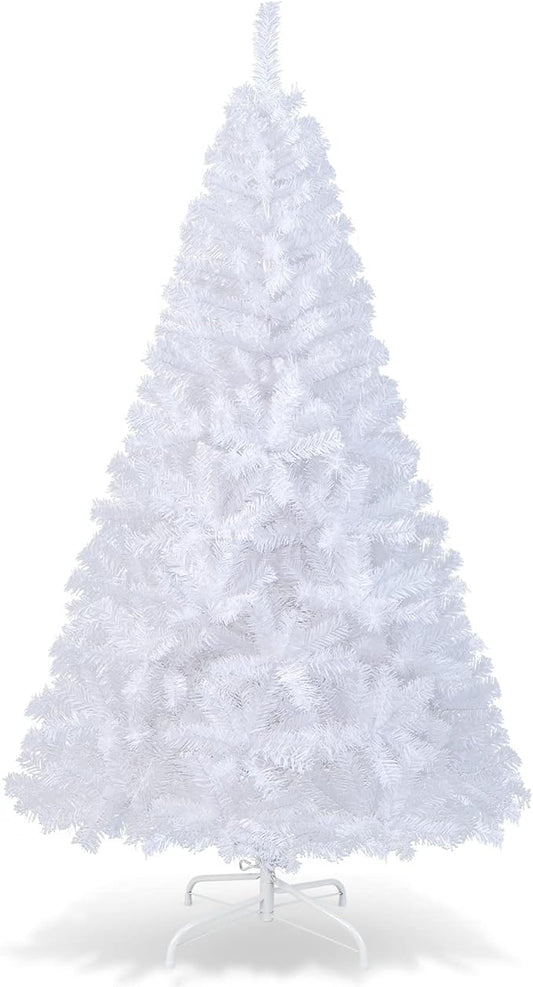 Costway 6ft White Christmas Tree - Premium PVC, Easy Assembly
