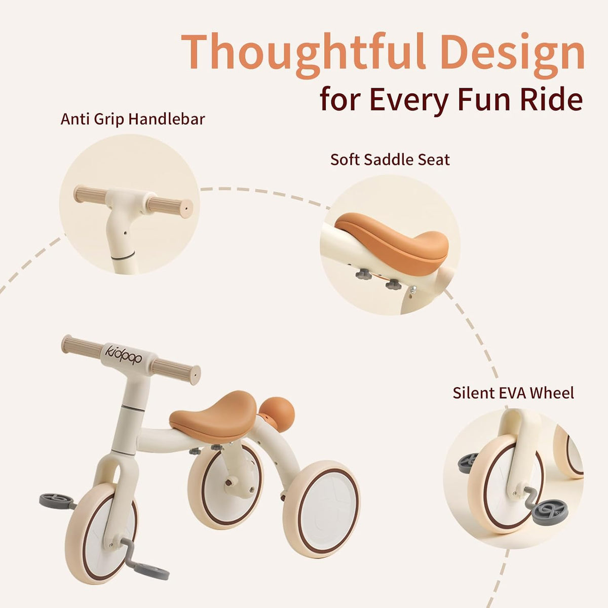 4-in-1 Toddler Tricycle with Adjustable Push Handle for 1-4 Year Old