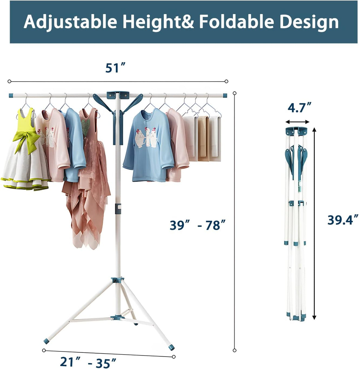 Tripod Clothes Drying Rack Folding Indoor, Portable Drying Rack Clothing