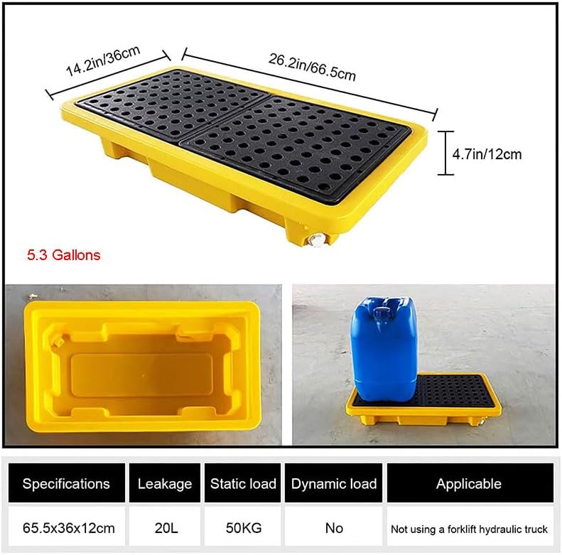 2 Drum Containment Spill Pallet, Polyethylene Low Profile Paint Bucket Tray PFCDZDU