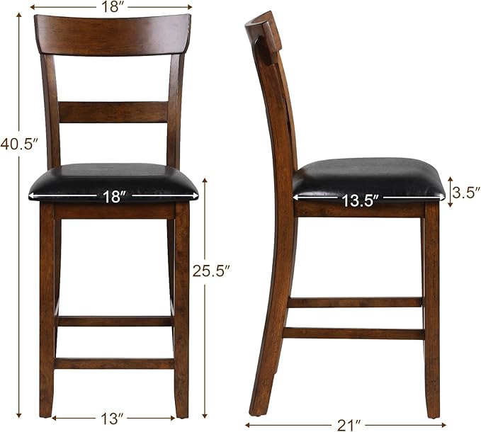 Bar Stools Set of 2, 25.5-Inch Counter Height Chair with Backrest
