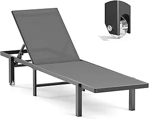 Aluminum Chaise Lounge Chair Outdoor with Wheels, Patio Lounge Chair Ciokea Store