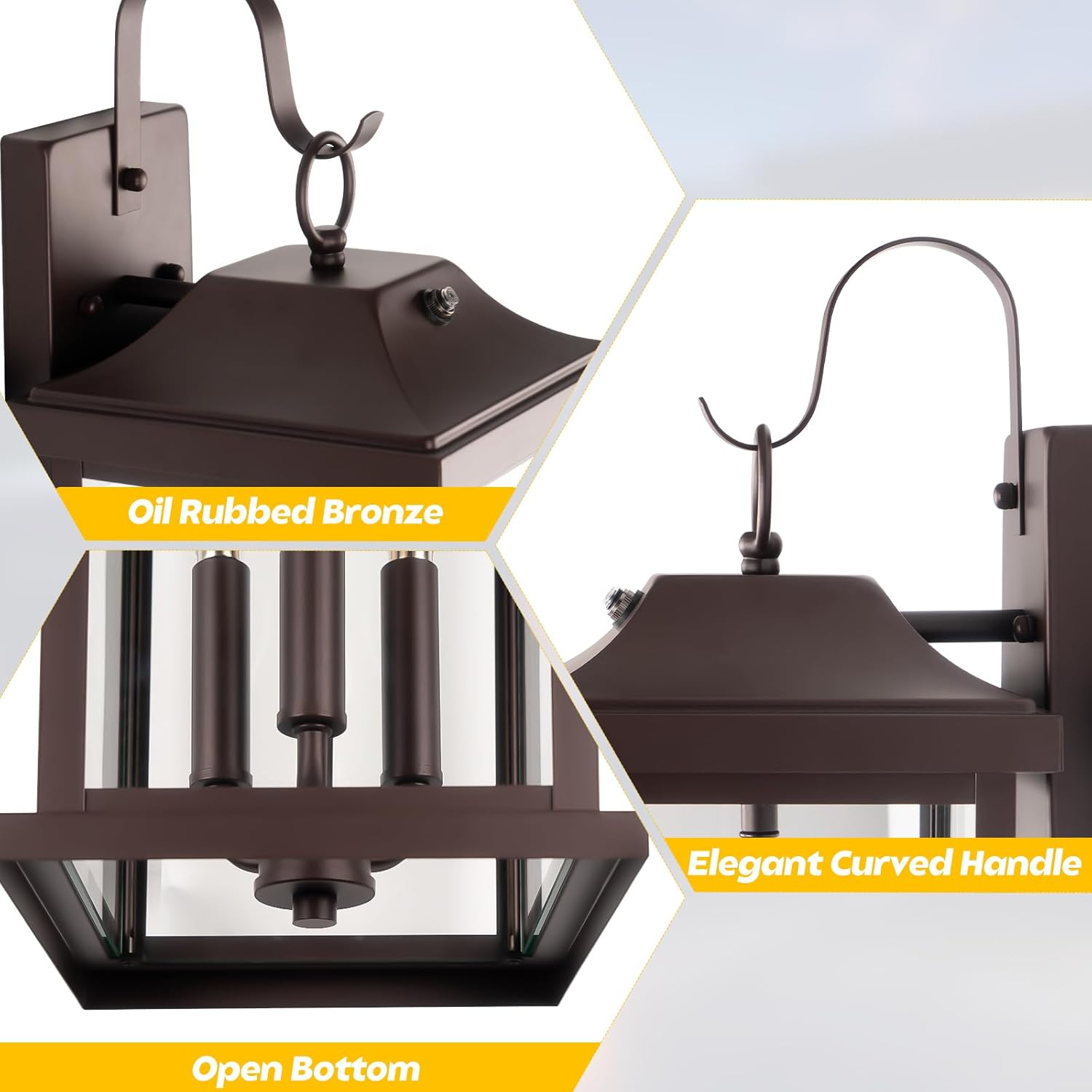 1-Pack 23” Dusk to Dawn Outdoor Light Fixture Oil Rubbed Bronze 3-Light Roravilia