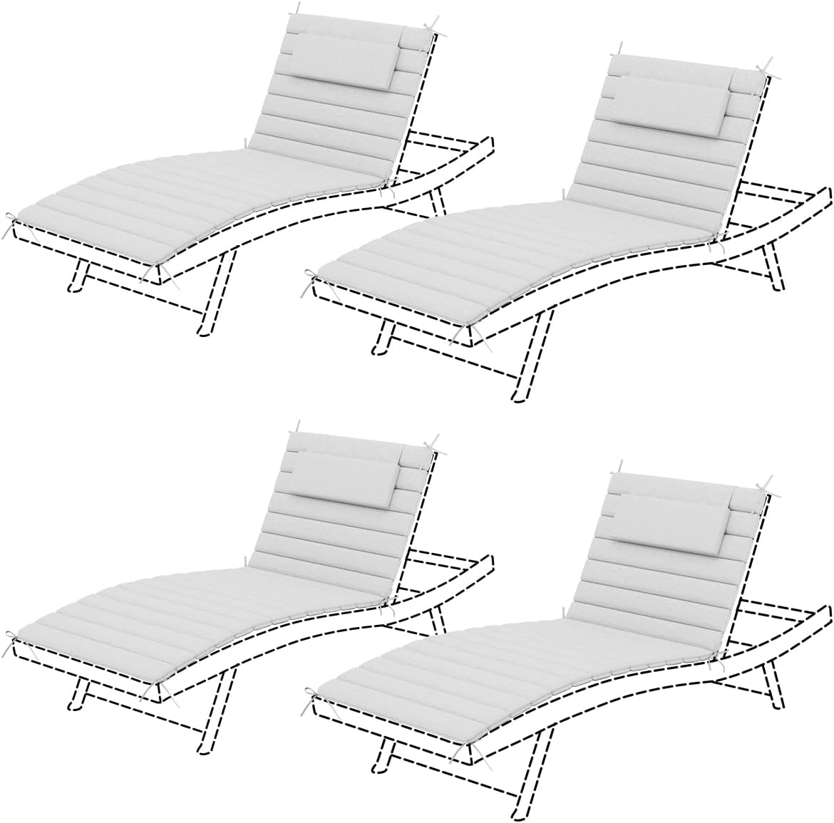 Sundale Outdoor Olefin Quilted Lounge Cushion Set of 4 Sundale