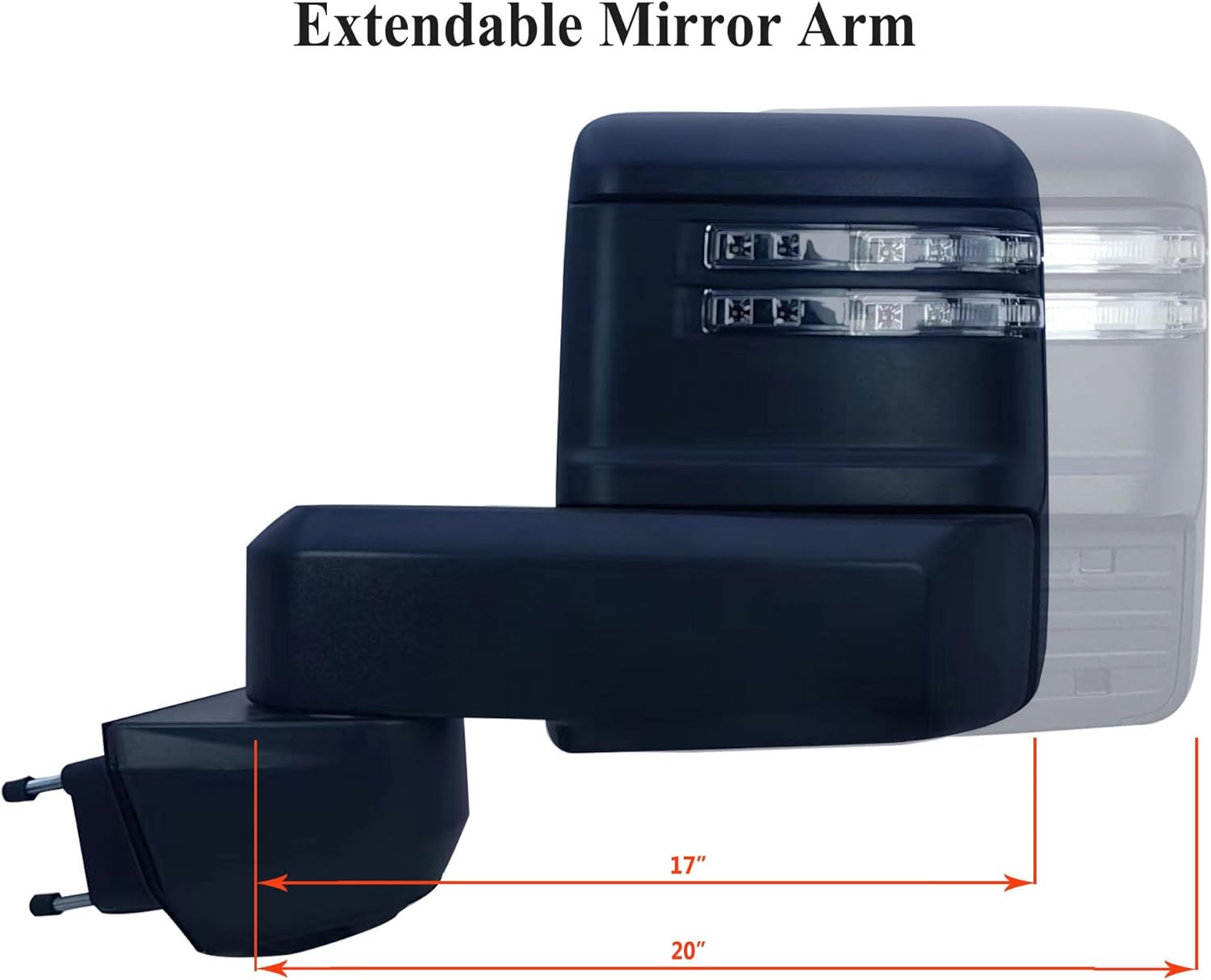 Driver Left Side Door Towing Mirror Power and Heated with Signal Light LongLing