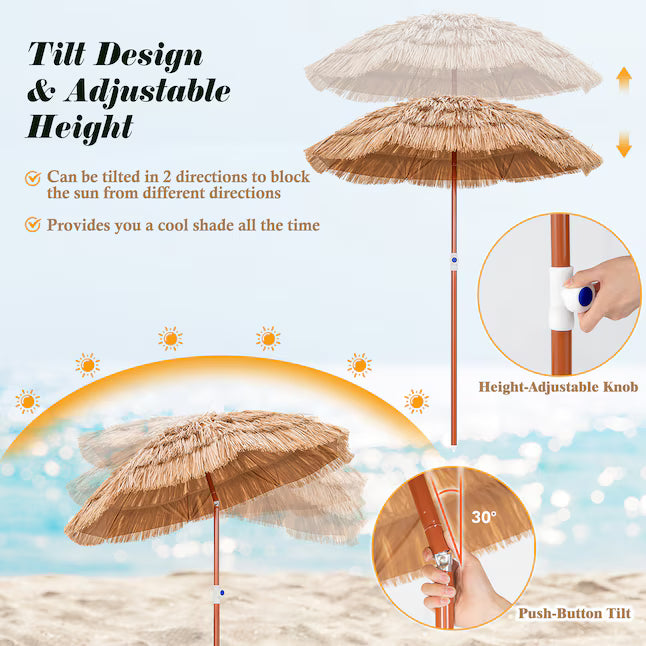 6-ft Natural Beach Umbrella