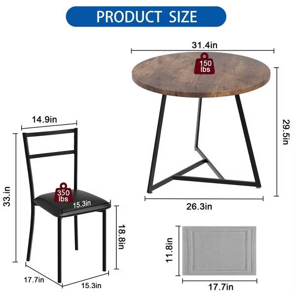 Chairs Only - Whizmax Round Kitchen Chairs for 2