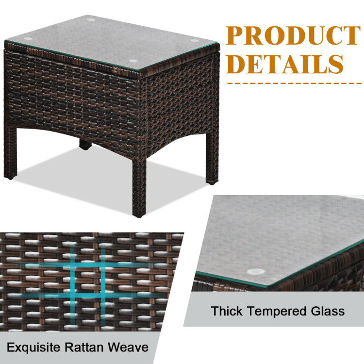 Missing Cushion - 3 Pieces Outdoor Patio Rattan Conversation Set with Seat Cushions