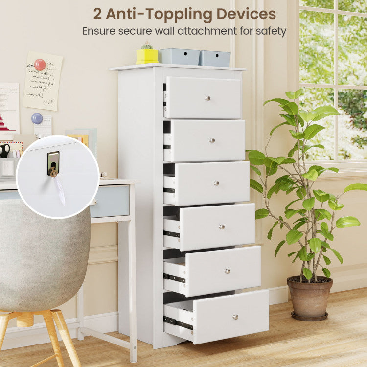 6 Drawers Chest Dresser Clothes Storage for Bedroom Furniture Cabinet