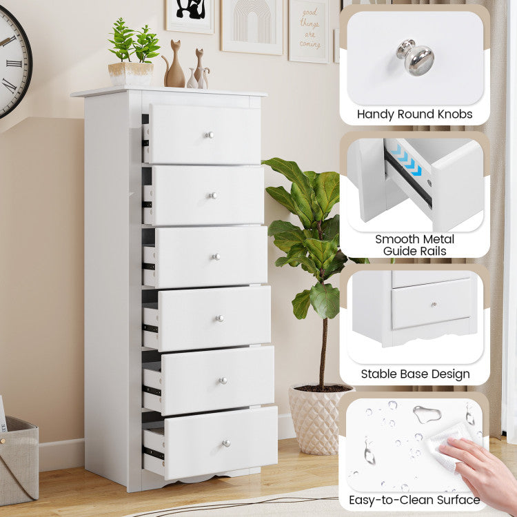 6 Drawers Chest Dresser Clothes Storage for Bedroom Furniture Cabinet