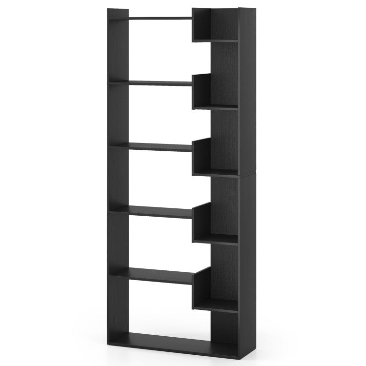 6-Tier Bookshelf Wooden Bookcase with 2 Anti-Tipping Kits Open Display Shelf