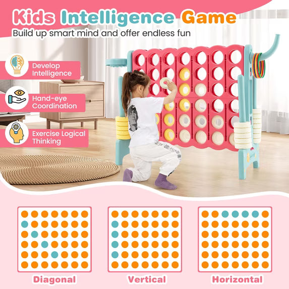 Jumbo 4-to-Score 4 in A Row Giant Game Set with Stickers for Kids Adults Family Fun Red & Blue