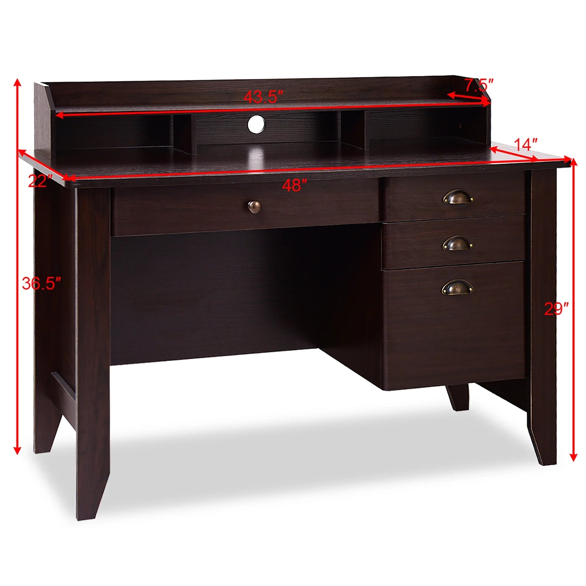 Costway Computer Desk PC Laptop Writing Table Workstation Student Study Furniture Brown Costway