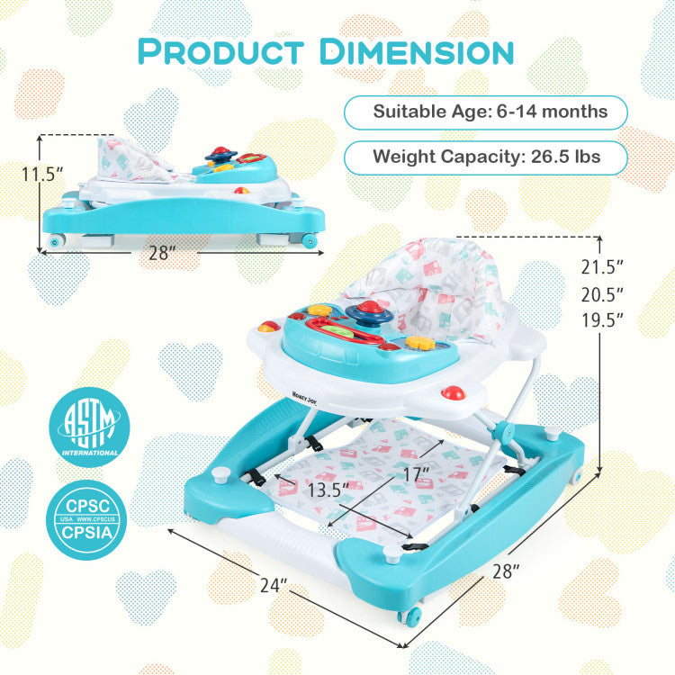 6 in 1 Foldable Baby Walker with Adjustable Height Honey Joy