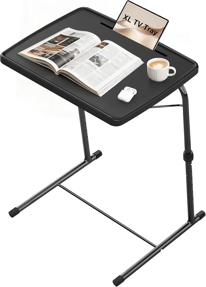 Max Pro Larger Folding TV Tray Table, XL Adjustable Foldable TV Table with 6 Height