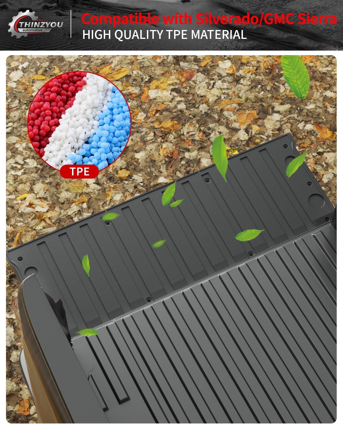 Tailgate Mat Compatible with 2019-2024 2025 Chevrolet Silverado Bed Mat Thinzyou