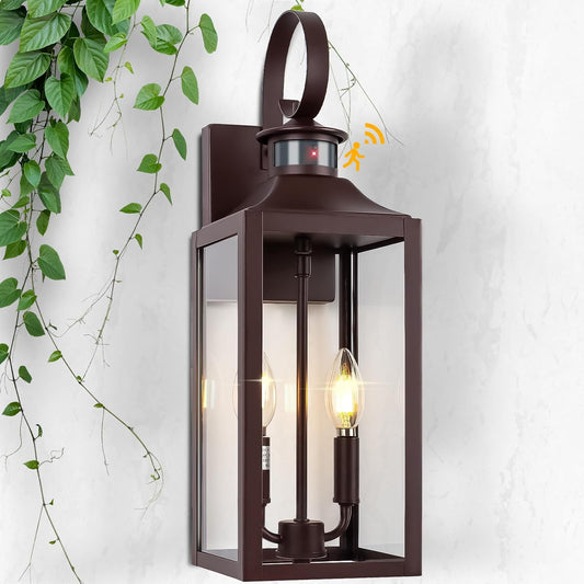 20" Oil Rubbed Bronze Motion Sensor Outdoor Light, Large Dusk to Dawn Yolsunes