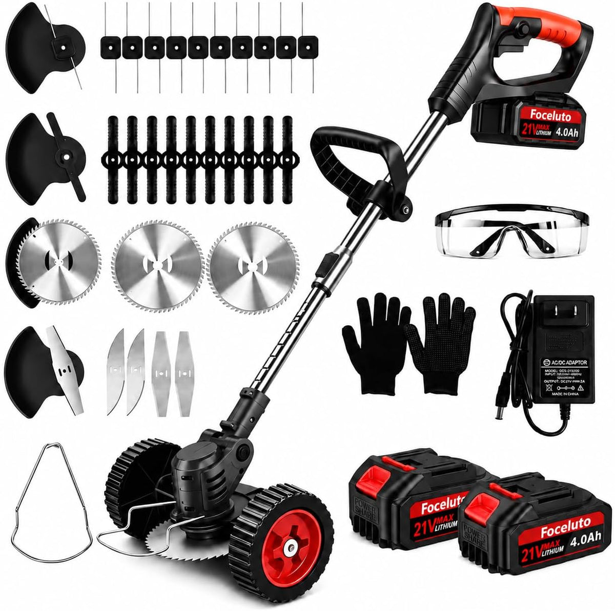 Used - Electric Weed Wacker, 21V Battery Powered Weed Eater with Wheels