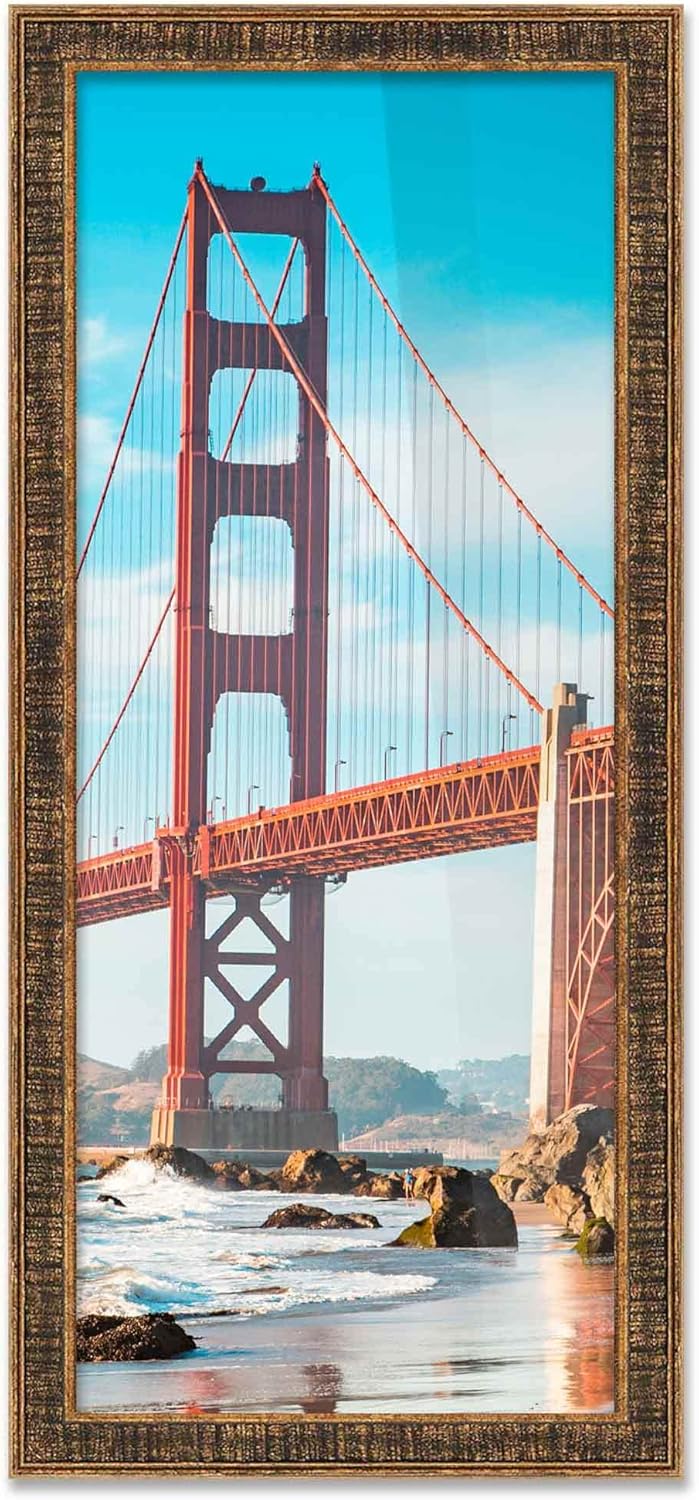 CountryArtHouse 32x12 Frame Gold Solid Wood Picture Frame Country Art