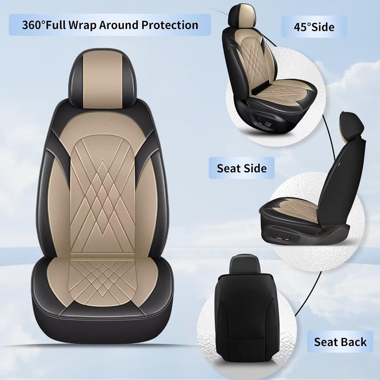 YORKNEIC 2 Pcs Front Car Seat Cover for Ford Edge 2007-2023 2024 2025 Yorkneic