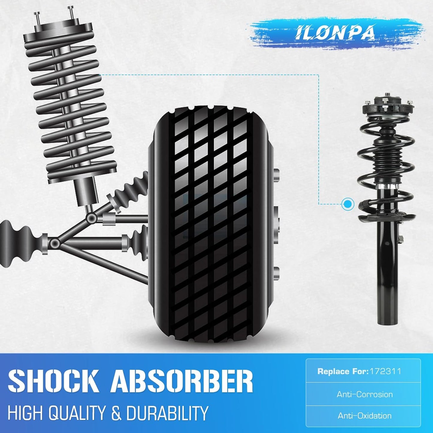 Front Complete Struts w/Coil Springs Shock Absorbers for 06-13 Audi A3/A3 Quattro ILONPA