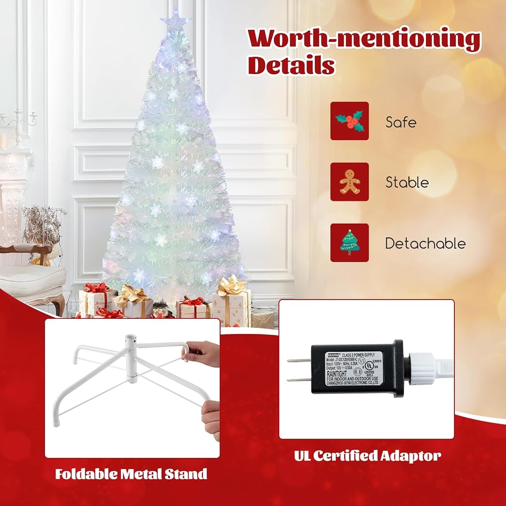 7ft White Fiber Optic Artificial Christmas Tree
