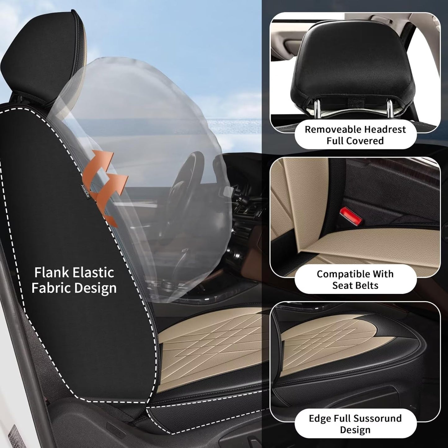 YORKNEIC 2 Pcs Front Car Seat Cover for Ford Edge 2007-2023 2024 2025 Yorkneic