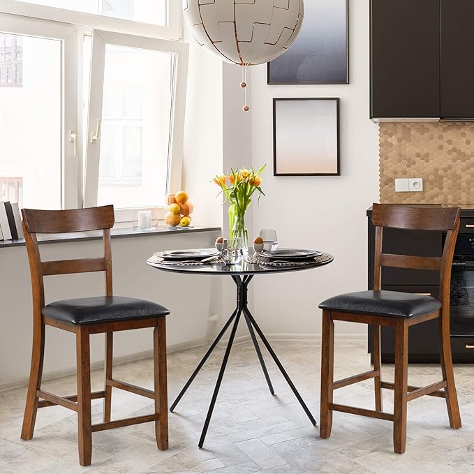 Bar Stools Set of 2, 25.5-Inch Counter Height Chair with Backrest