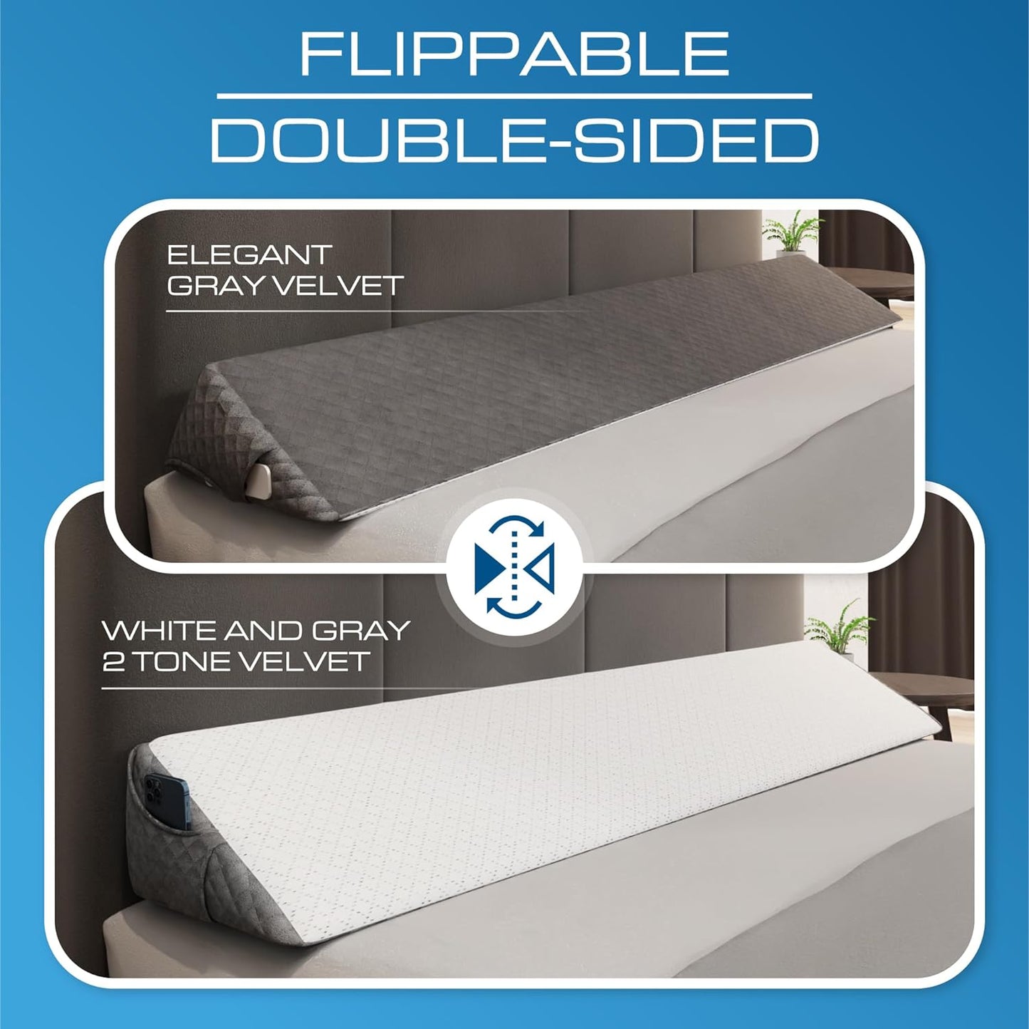 Kölbs Bed Wedge Headboard Pillow, Flippable 2 Sided, Instantly Change Your Decor8x10 Kolbs