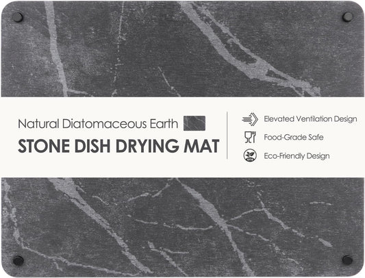 Kitchen Stone Dish Drying Mat for Counter Top, Elevated Fast Drying Non-Slip Stone Mat