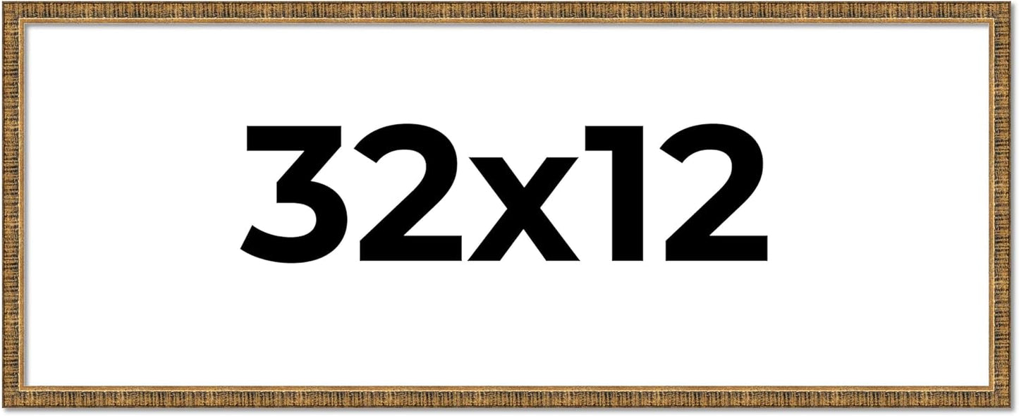CountryArtHouse 32x12 Frame Gold Solid Wood Picture Frame Country Art