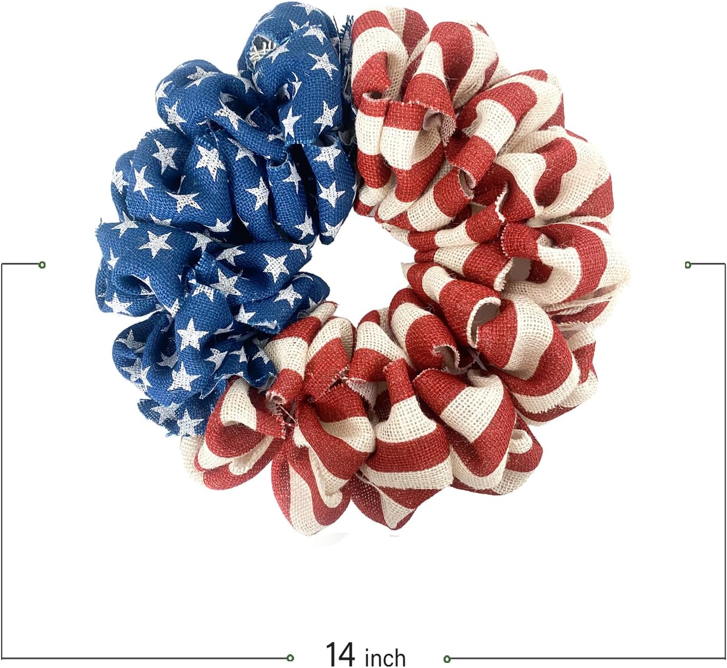 13 Inch Patriotic Burlap Wreath, 4th of July Summer Burlap Stripe and Stars Printed Wreath EgoLot