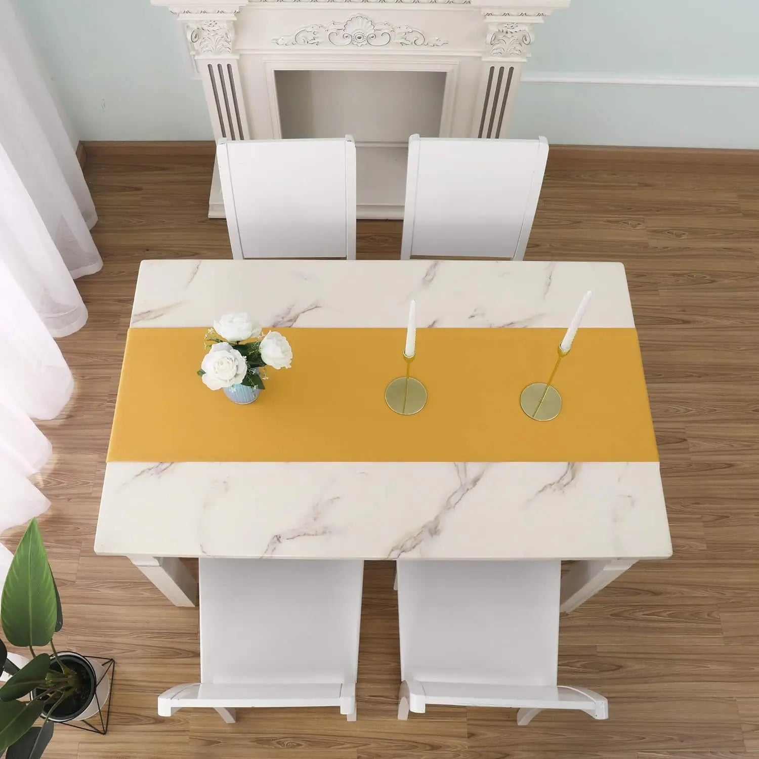 DUALIFE Table Runner Yellow Vivid Fall Yellow - 14" x 108" 1 Piece Dualife