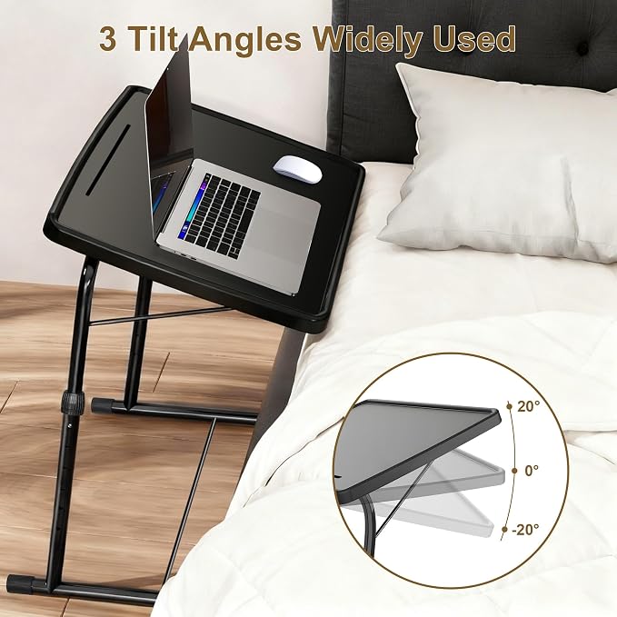 Max Pro Larger Folding TV Tray Table, XL Adjustable Foldable TV Table with 6 Height