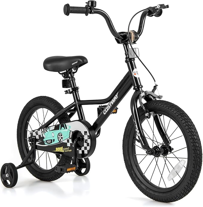 16 Inch Kids Bike, Boys & Girls Training Bike w/Removable Training Wheels, Pneumatic Tires, Adjustable Handlebar & Seat