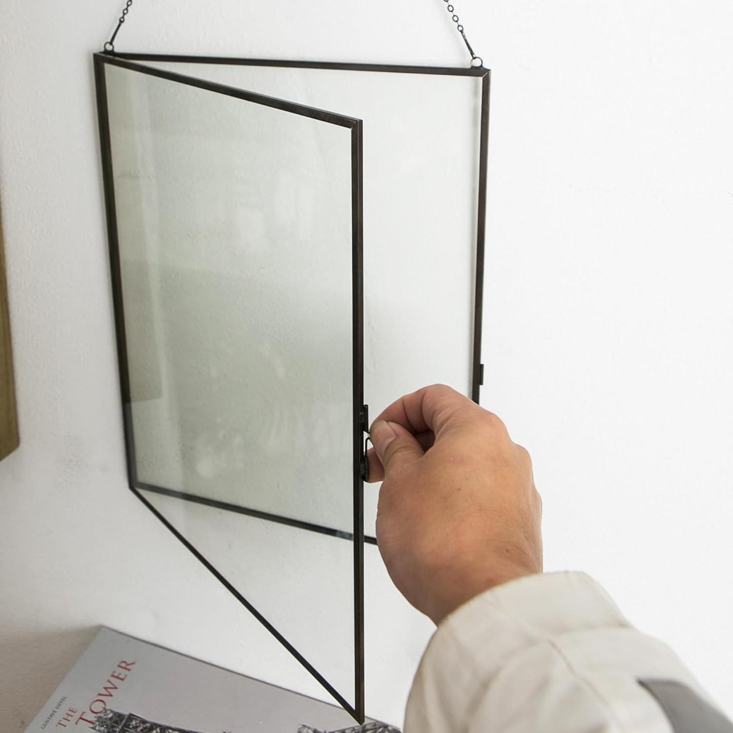 Black Hanging Picture Frame,10.8x14 Double Glass Frame for Pressed Flowers Kendiis