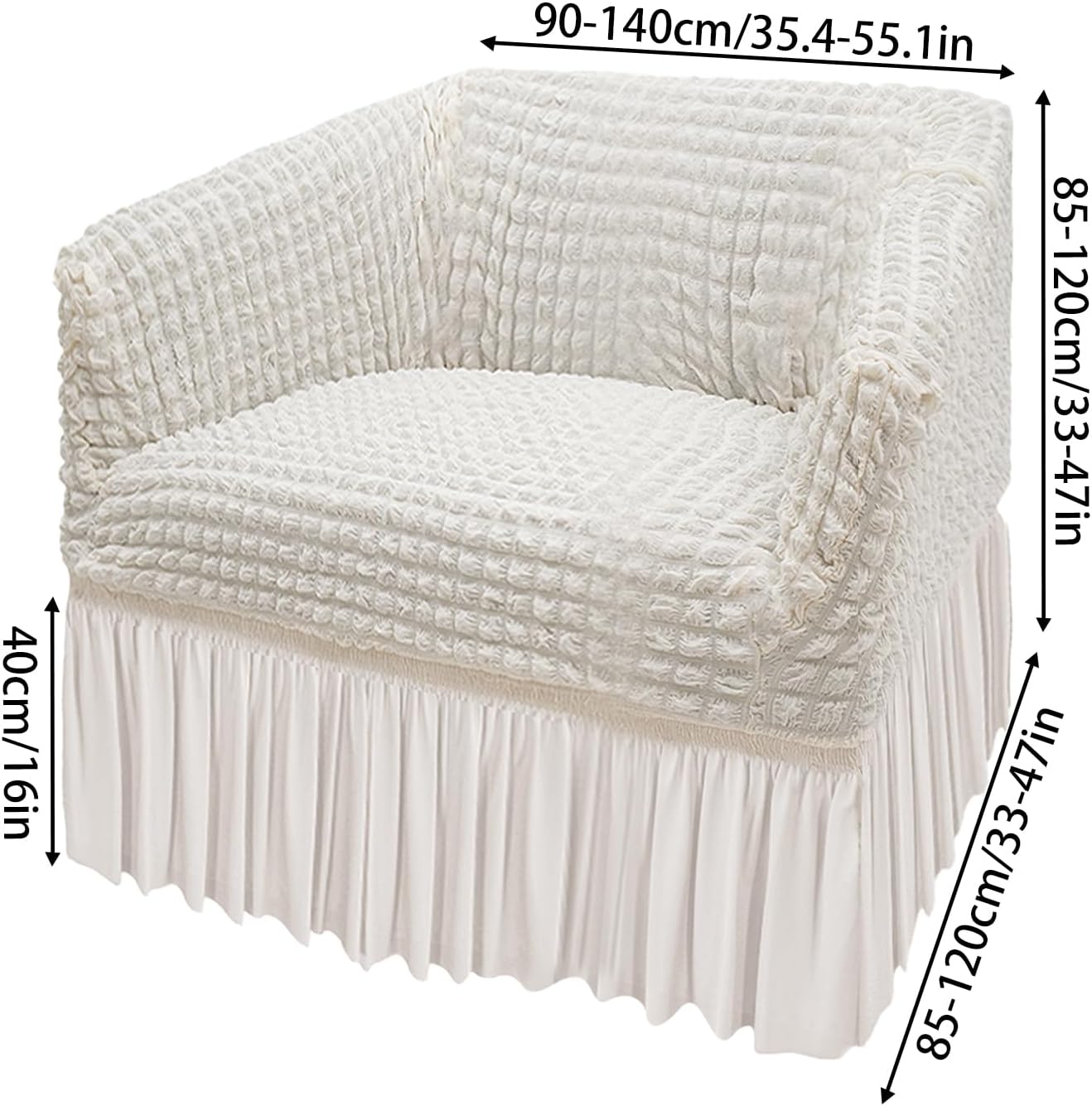 Couch Covers Armchair Stretch Slipcover (Cream White, Small) venionwa