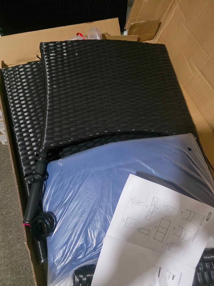 Damaged - Patio Loveseat with Built-in Table for Backyard Porch