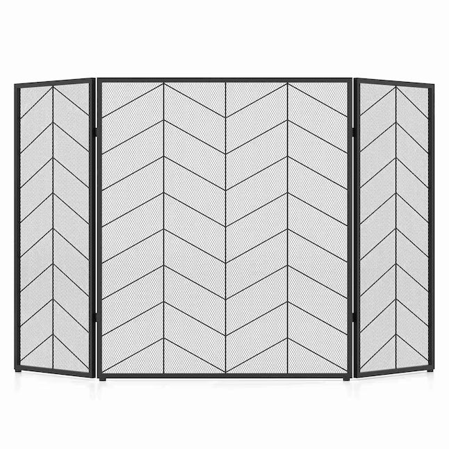 Costway Fireplace Screen - Chevron Herringbone, 3-Panel Guard