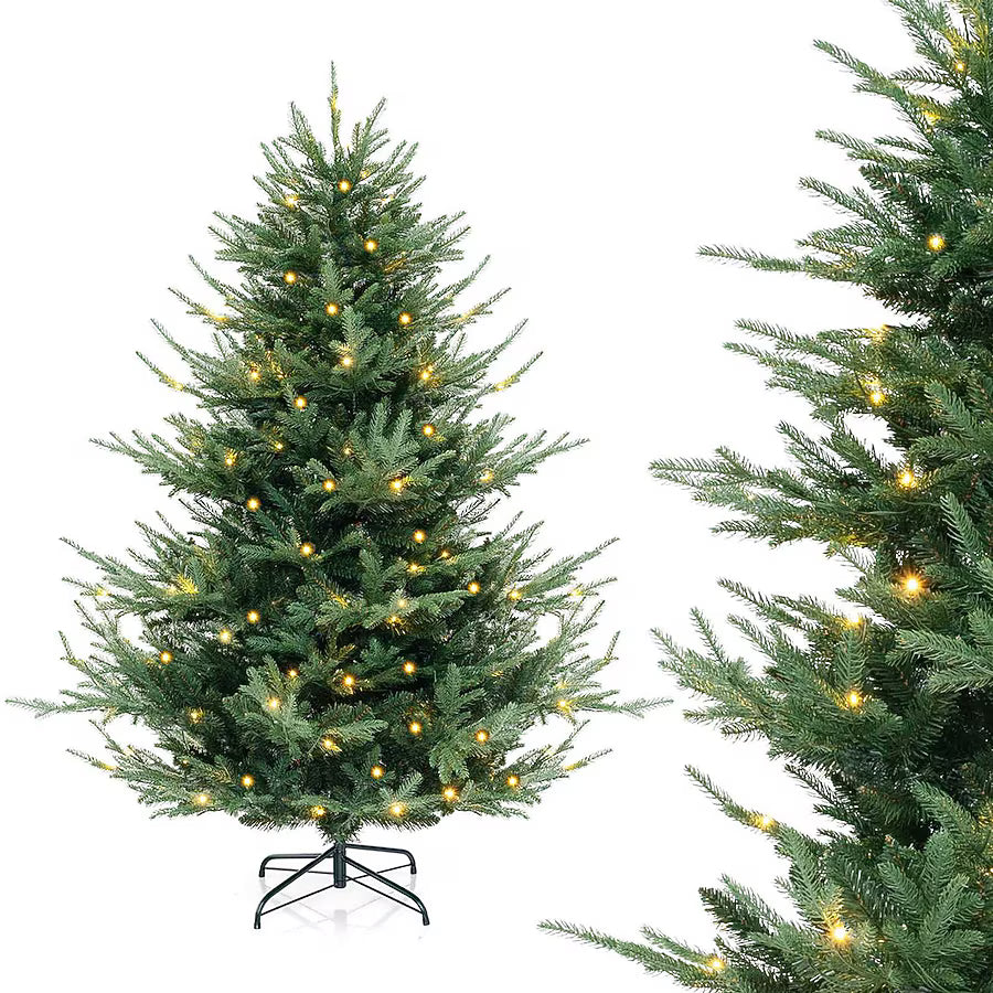 6 FT Artificial Xmas Tree with 778 PVC PE Branch Tips 240 Warm White LED Lights
