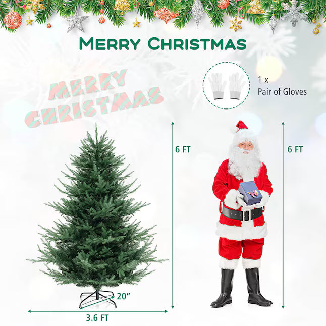 6 FT Artificial Xmas Tree with 778 PVC PE Branch Tips 240 Warm White LED Lights