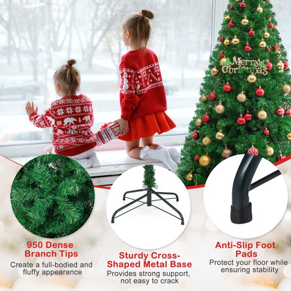 7Ft Artificial PVC Christmas Tree Stand Indoor Outdoor Green