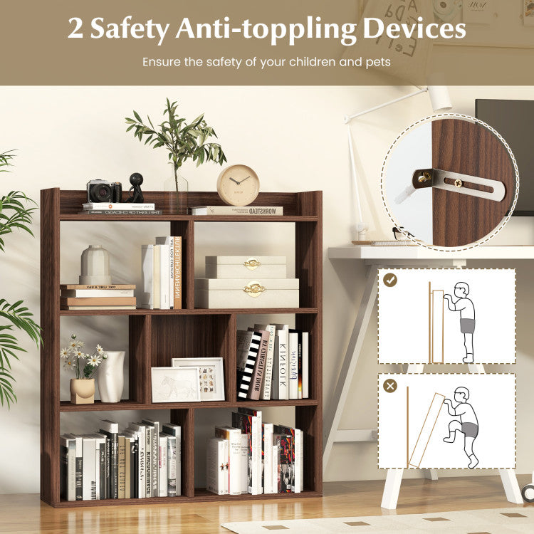 7 Cubes Open-back Bookshelf with Anti-Toppling Devices