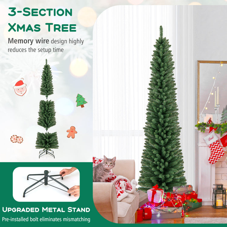 7 Ft Pencil Christmas Tree with 523 Memory Wire Branch Tips