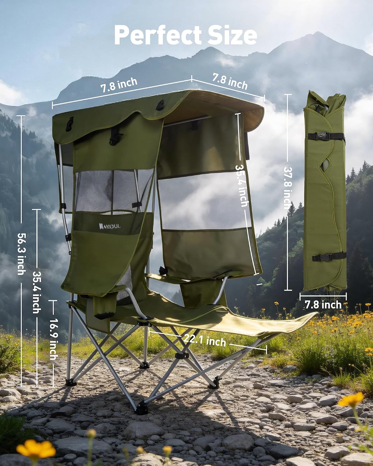 Folding Camping Chair with Shade: Canopy Camp Chairs with Umbrella for Adults