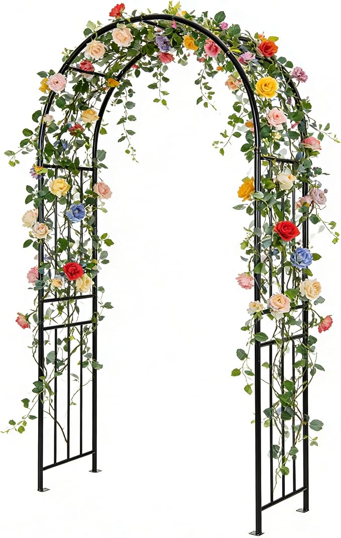 7.2Ft Garden Arch Arbor Trellis for Climbing Plants, Black
