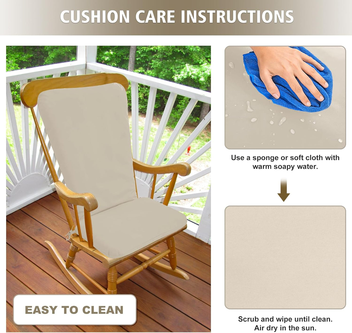 Adirondack Chair Cushion Set of 2-19''x19'' Seat & 19''x28'' Back Ottowood