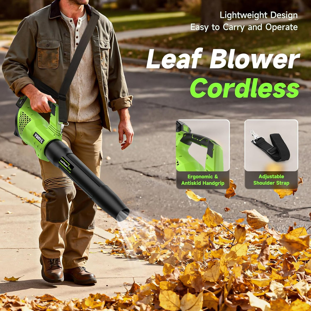 Leaf Blower Cordless, 650CFM Electric Leaf Blowers with 2 x 5.2Ah Batteries and Charger