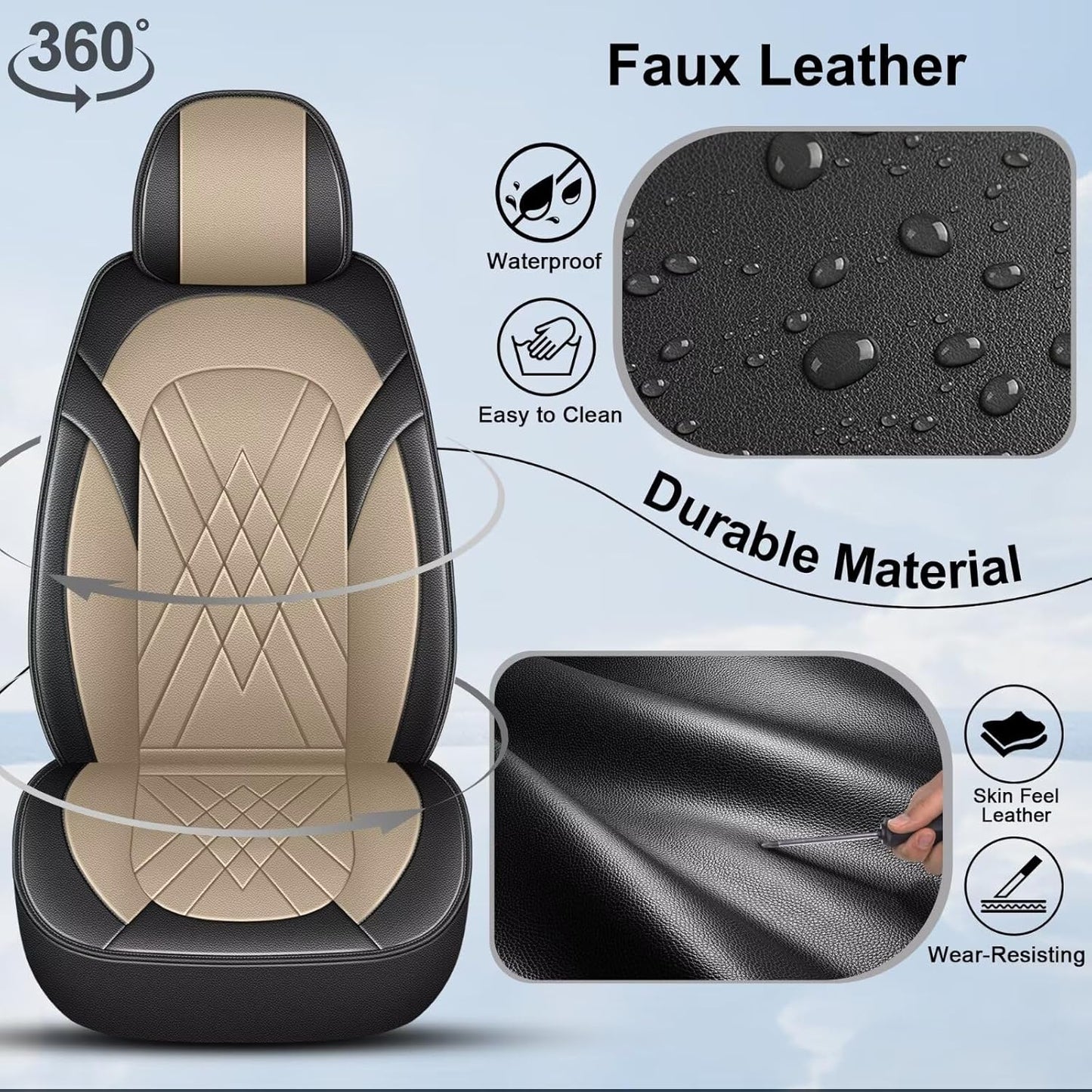 YORKNEIC 2 Pcs Front Car Seat Cover for Ford Edge 2007-2023 2024 2025 Yorkneic